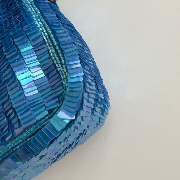 Fendi Reissue Green Stripe Blue Sequin Baguette - Picture 9 of 11